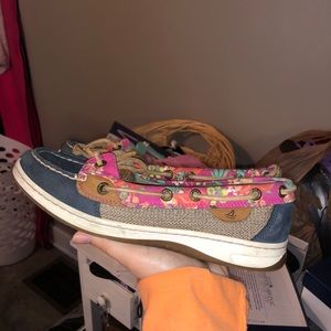 navy floral sperrys